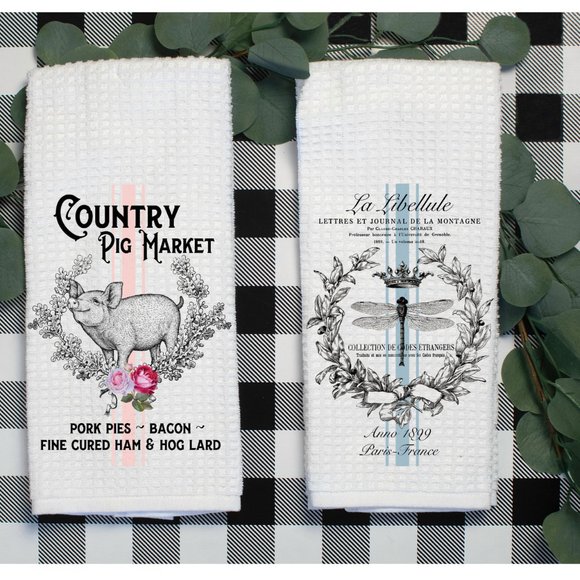 French Country Hand Towels, Set of 2 - Picture 1 of 3